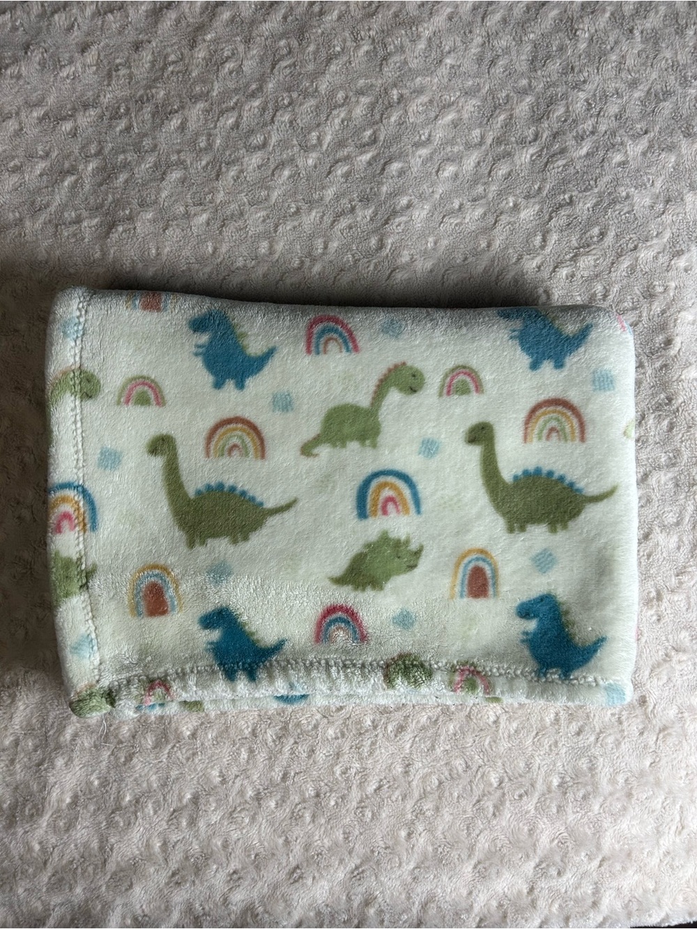 Adirondack Baby Dinosaur Rainbow Blanket Blue Green Print Dino Lovey